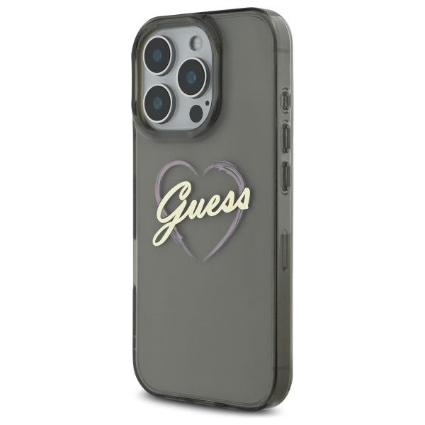 Futrola za Apple iPhone 16 Pro, Guess, IML Heart, Crna
