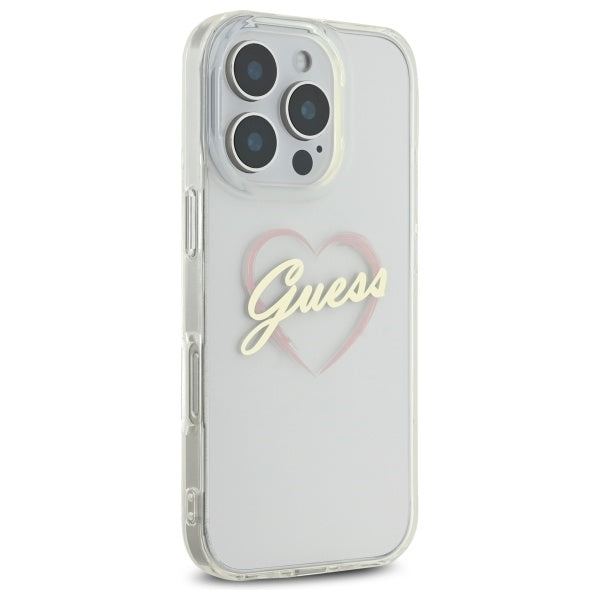 Futrola za Apple iPhone 16 Pro, Guess, IML Heart, Prozirna