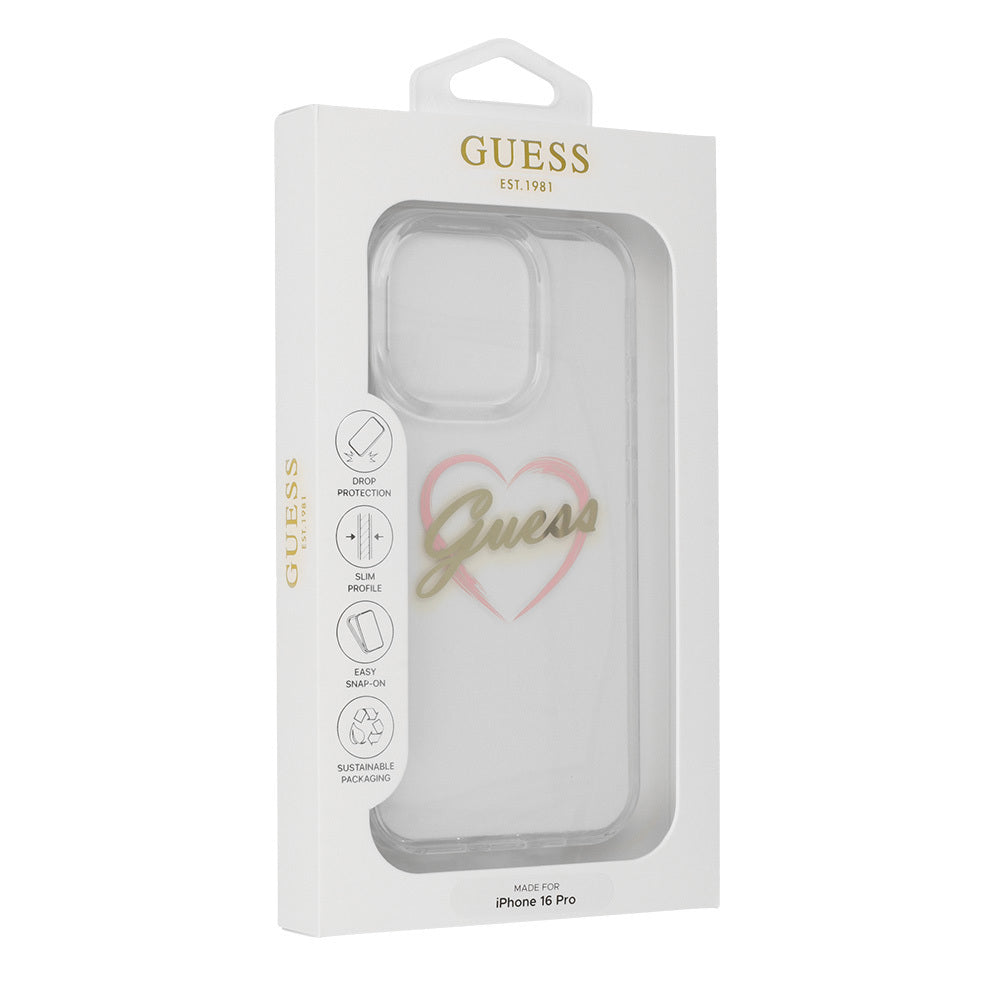 Futrola za Apple iPhone 16 Pro, Guess, IML Heart, Prozirna