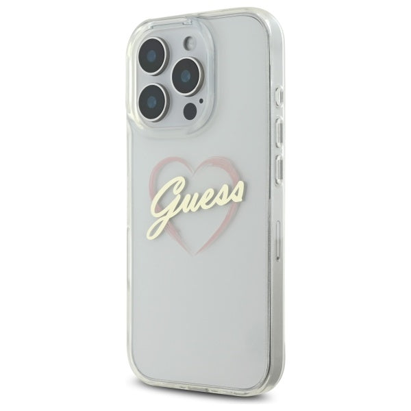 Futrola za Apple iPhone 16 Pro, Guess, IML Heart, Prozirna