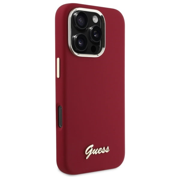 Futrola za Apple iPhone 16 Pro, Guess, Script Metal Logo, Crvena