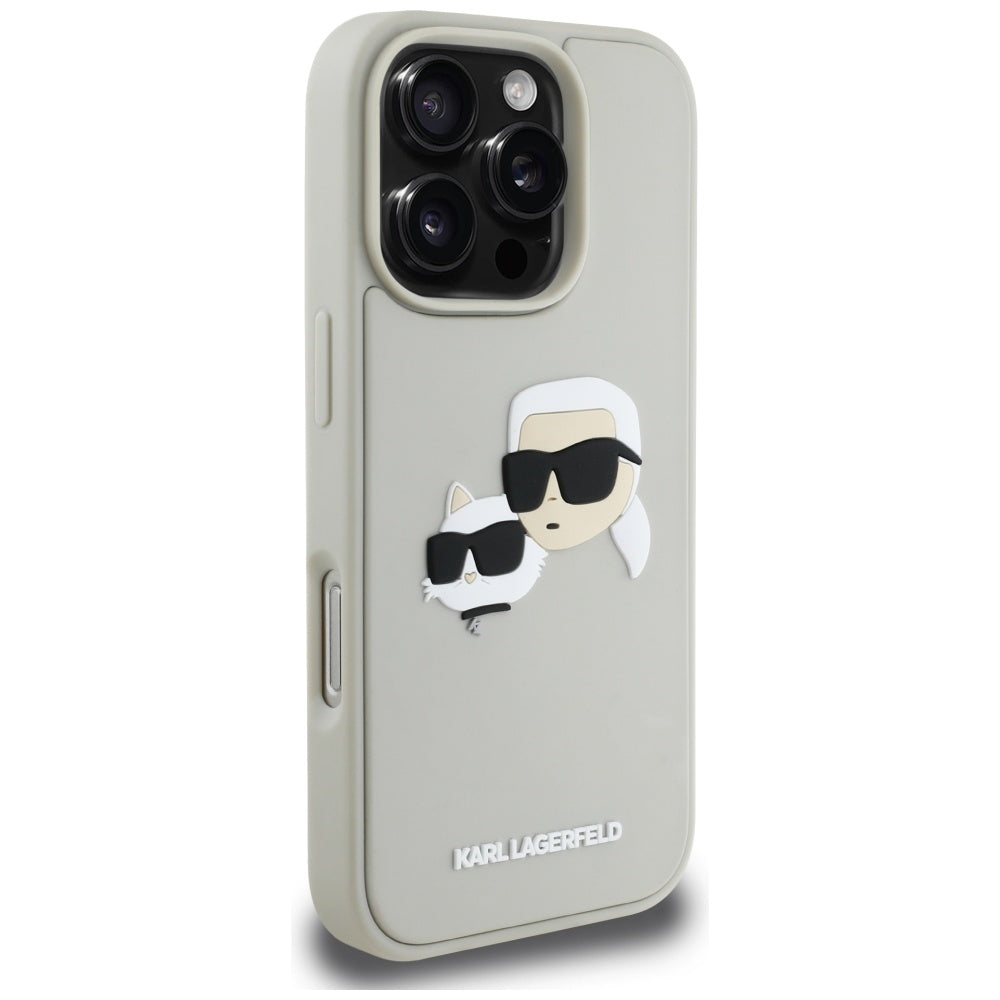 Futrola za Apple iPhone 16 Pro, Karl Lagerfeld, 3D Rubber Karl & Choupette, Bež