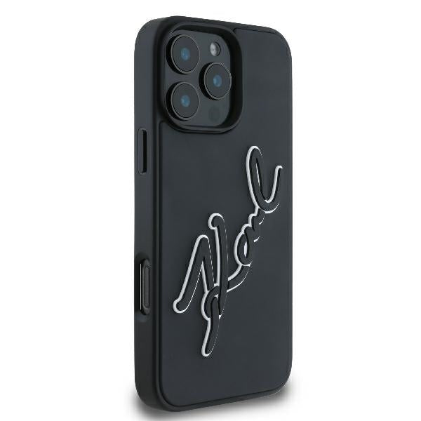 Futrola za Apple iPhone 16 Pro, Karl Lagerfeld, 3D Rubber Signature, Crna