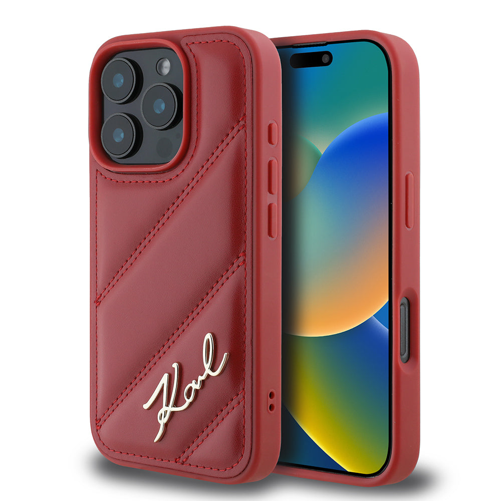 Futrola za Apple iPhone 16 Pro, Karl Lagerfeld, Diagonal Quilted Script, Rosie