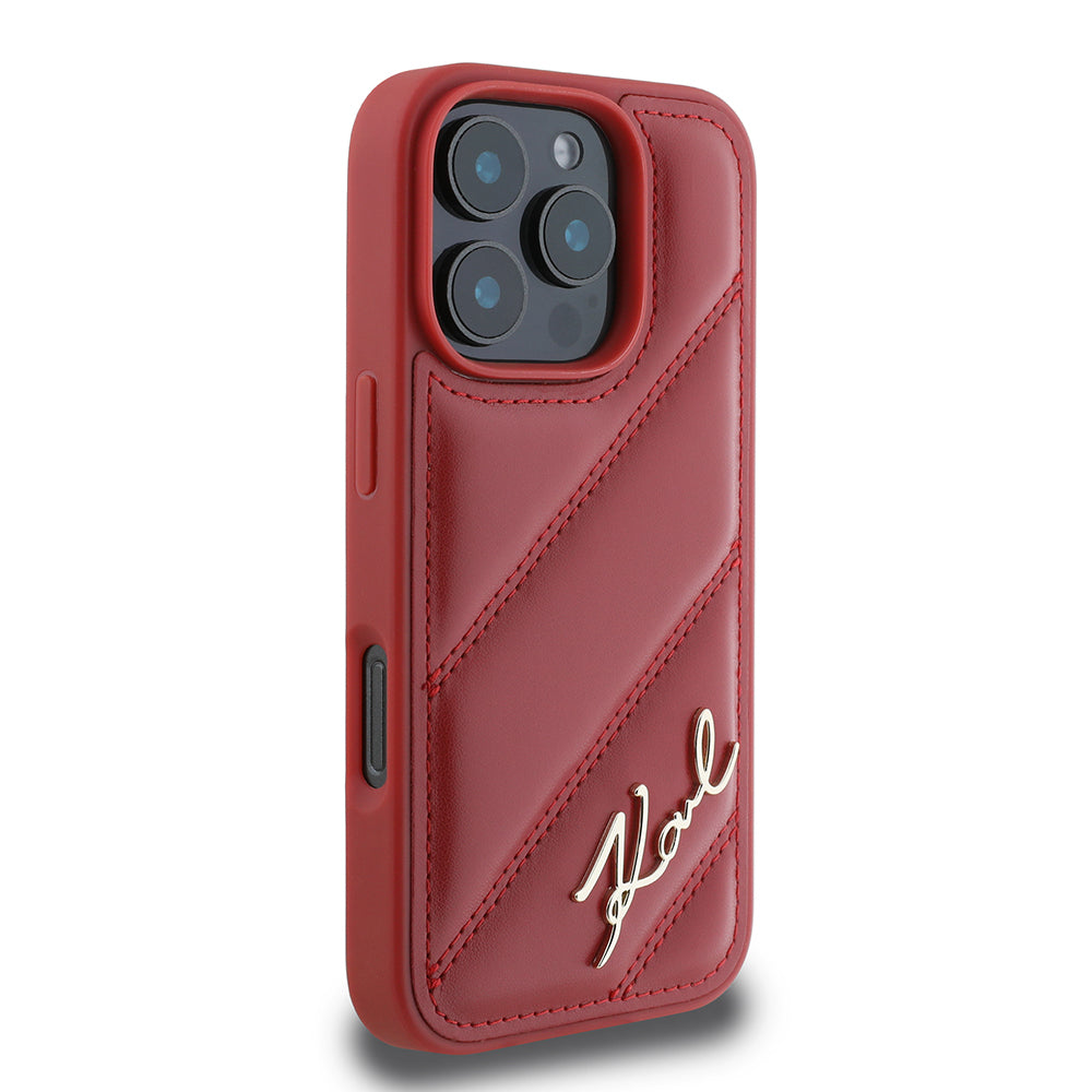 Futrola za Apple iPhone 16 Pro, Karl Lagerfeld, Diagonal Quilted Script, Rosie