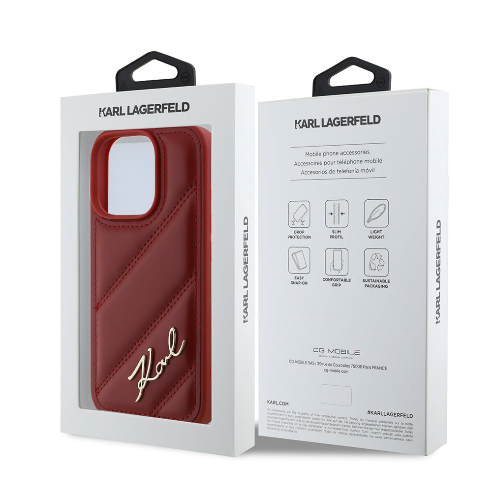 Futrola za Apple iPhone 16 Pro, Karl Lagerfeld, Diagonal Quilted Script, Rosie