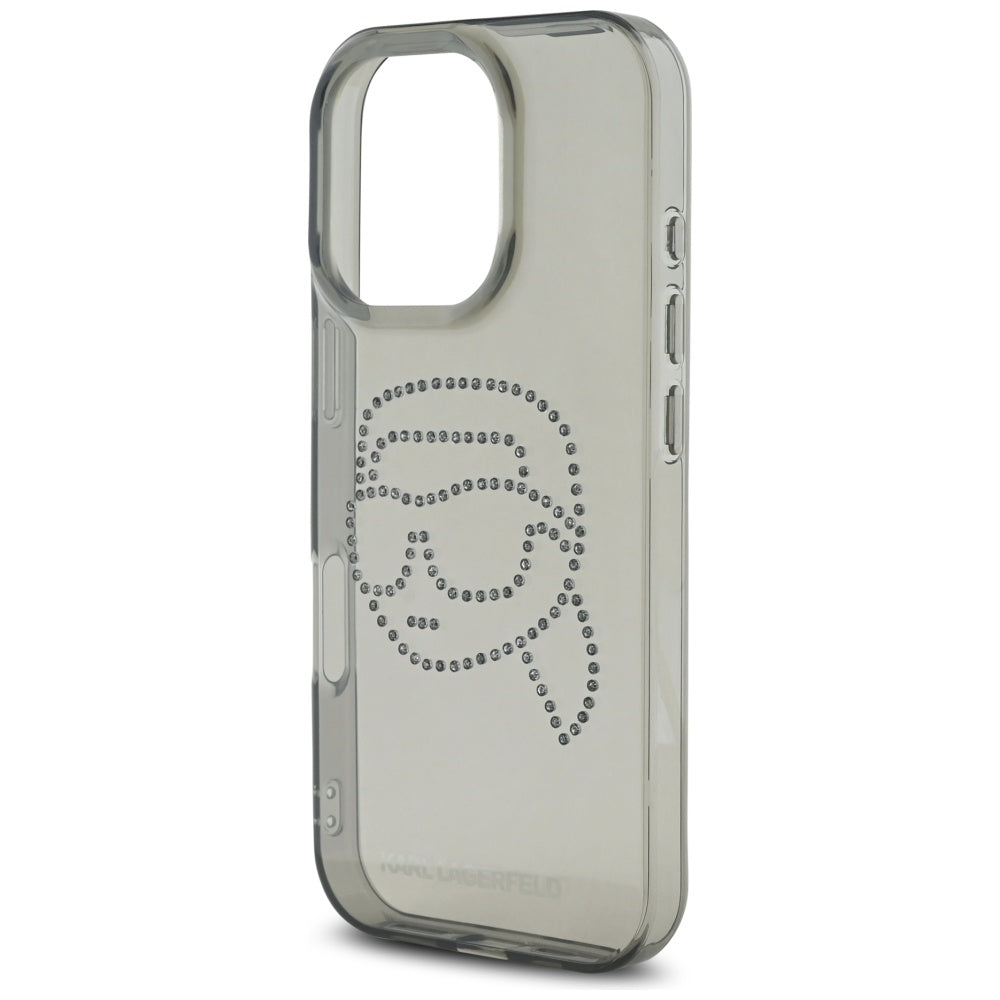 Futrola za Apple iPhone 16 Pro, Karl Lagerfeld, IML Rhinestones Karl's Head, Crna