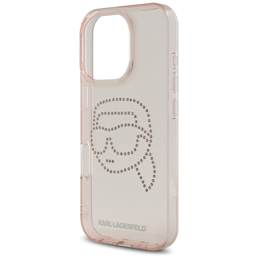 Futrola za Apple iPhone 16 Pro, Karl Lagerfeld, IML Rhinestones Karl's Head, Roza