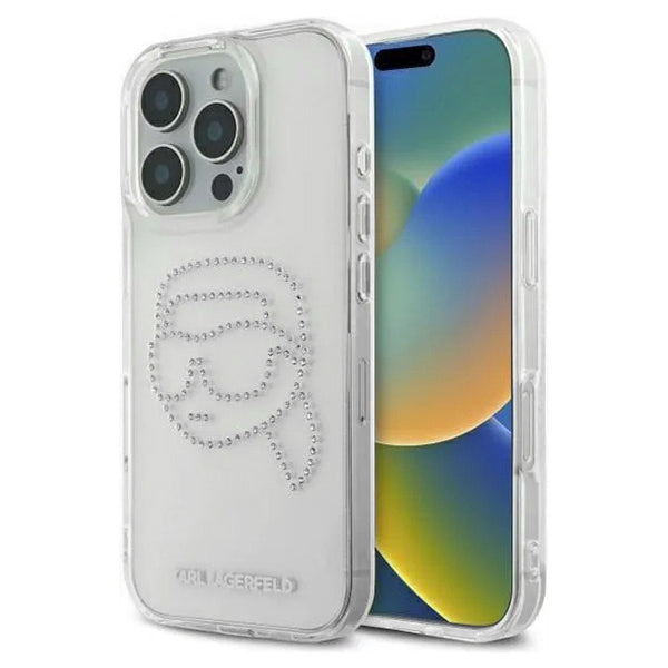 Futrola za Apple iPhone 16 Pro, Karl Lagerfeld, IML Rhinestones Karl's Head, Prozirna