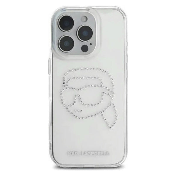 Futrola za Apple iPhone 16 Pro, Karl Lagerfeld, IML Rhinestones Karl's Head, Prozirna