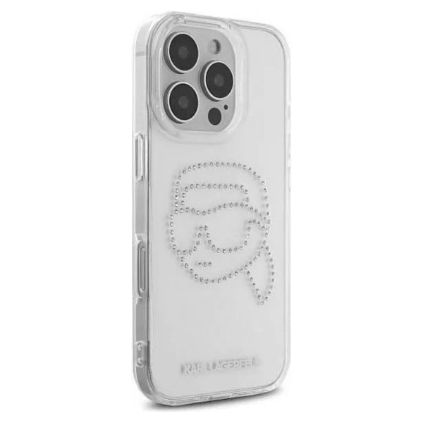 Futrola za Apple iPhone 16 Pro, Karl Lagerfeld, IML Rhinestones Karl's Head, Prozirna