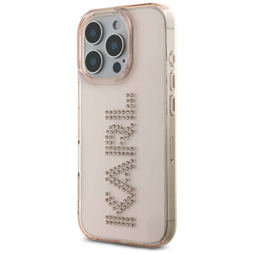 Futrola za Apple iPhone 16 Pro, Karl Lagerfeld, IML Rhinestones Pink Logo, Roza