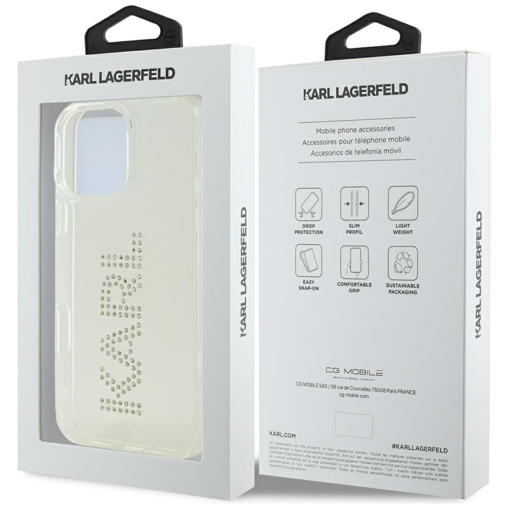 Futrola za Apple iPhone 16 Pro, Karl Lagerfeld, IML Rhinestones Transparent Logo, Prozirna