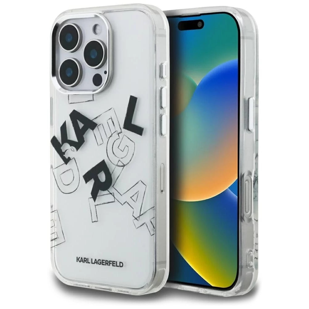 Futrola za Apple iPhone 16 Pro, Karl Lagerfeld, IML Sketched Graphic Logo, Prozirna