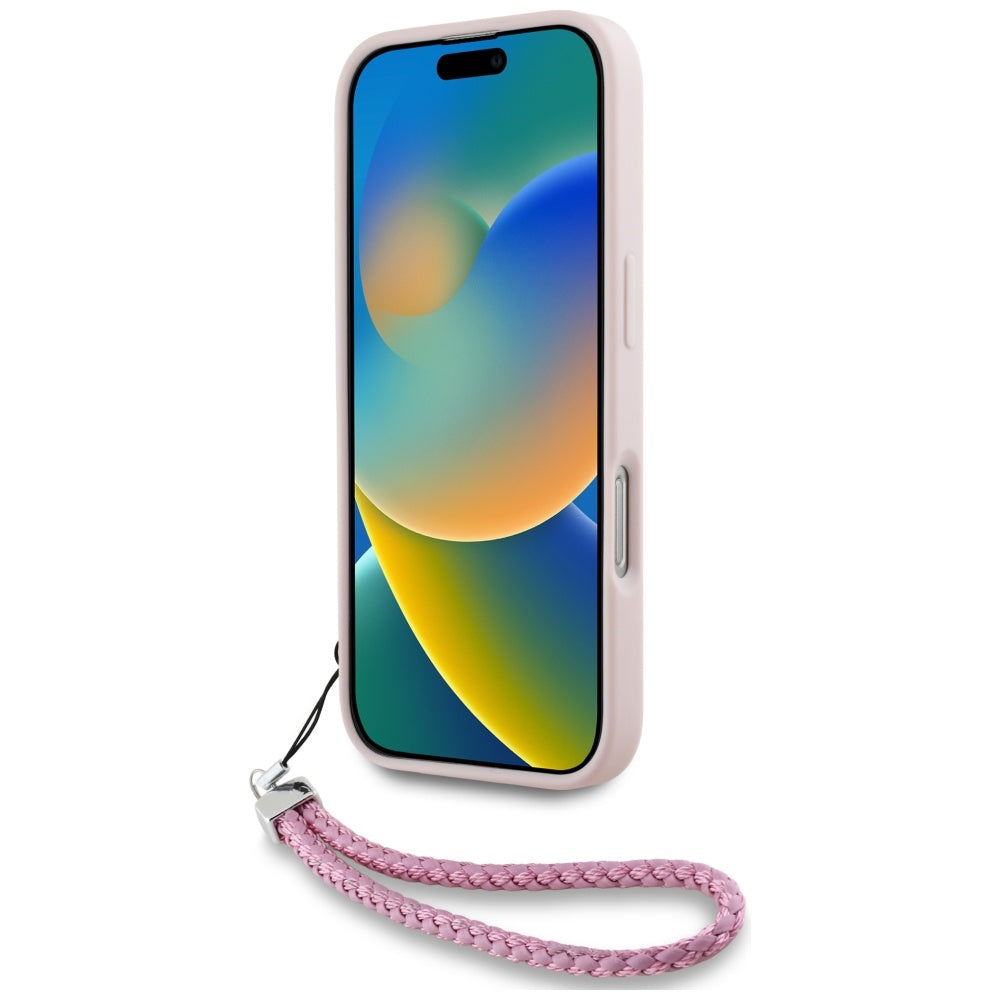Futrola za Apple iPhone 16 Pro, Karl Lagerfeld, Quilted Initial Logo & Chain Strap, Roza