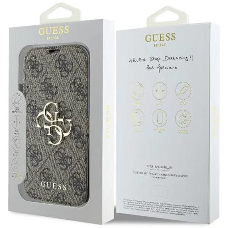 Futrola za Apple iPhone 16 Pro Max, Guess, 4G Book, smeđa