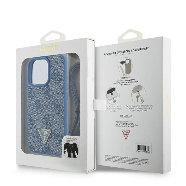 Futrola za Apple iPhone 16 Pro Max, Guess, Crossbody 4G Triangle Strass, Plava