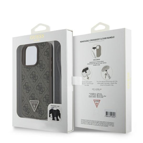 Futrola za Apple iPhone 16 Pro Max, Guess, Crossbody 4G Triangle Strass, Smeđa