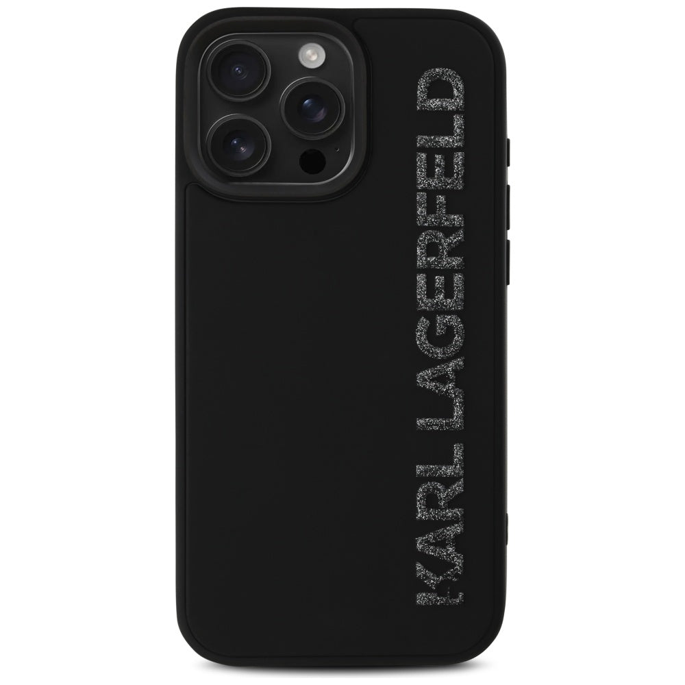 Futrola za Apple iPhone 16 Pro Max, Karl Lagerfeld, 3D Rubber Elongated Gliiter Logo, Crna