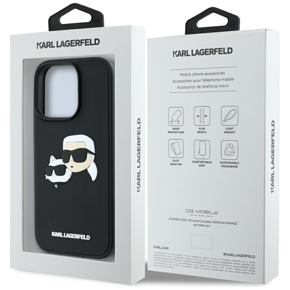 Futrola za Apple iPhone 16 Pro Max, Karl Lagerfeld, 3D Rubber Karl & Choupette, Crna