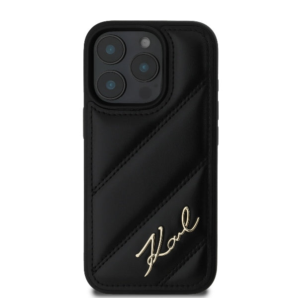 Futrola za Apple iPhone 16 Pro Max, Karl Lagerfeld, Diagonal Quilted Script, Crna