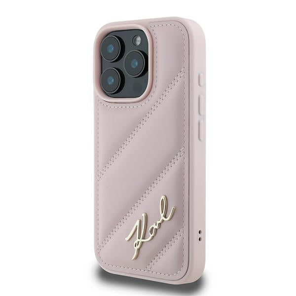 Futrola za Apple iPhone 16 Pro Max, Karl Lagerfeld, Diagonal Quilted Script, Roza