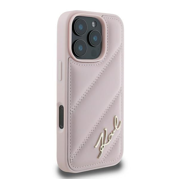 Futrola za Apple iPhone 16 Pro Max, Karl Lagerfeld, Diagonal Quilted Script, Roza
