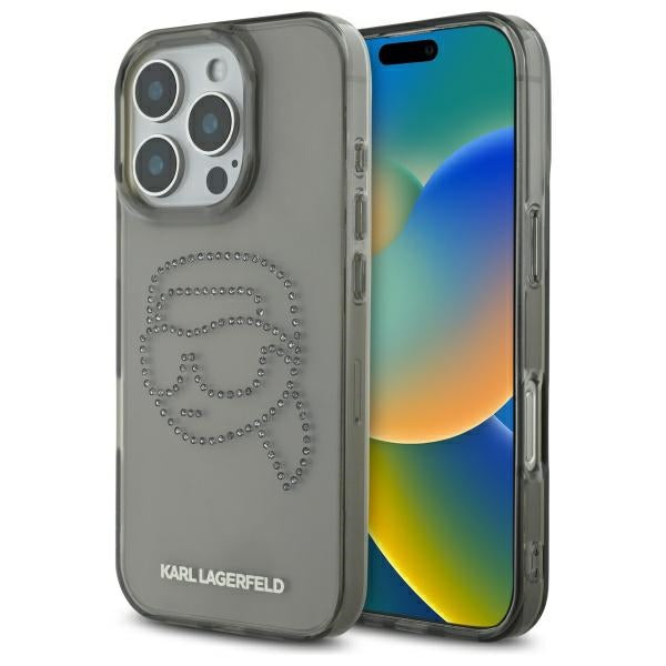 Futrola za Apple iPhone 16 Pro Max, Karl Lagerfeld, IML Rhinestones Karl's Head, Crna
