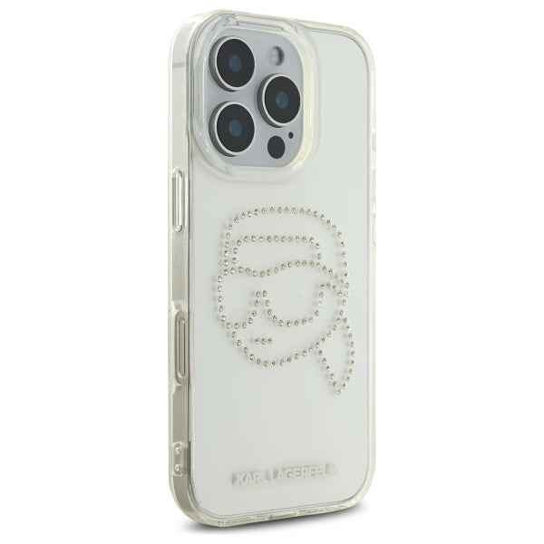 Futrola za Apple iPhone 16 Pro Max, Karl Lagerfeld, IML Rhinestones Karl's Head, Prozirna
