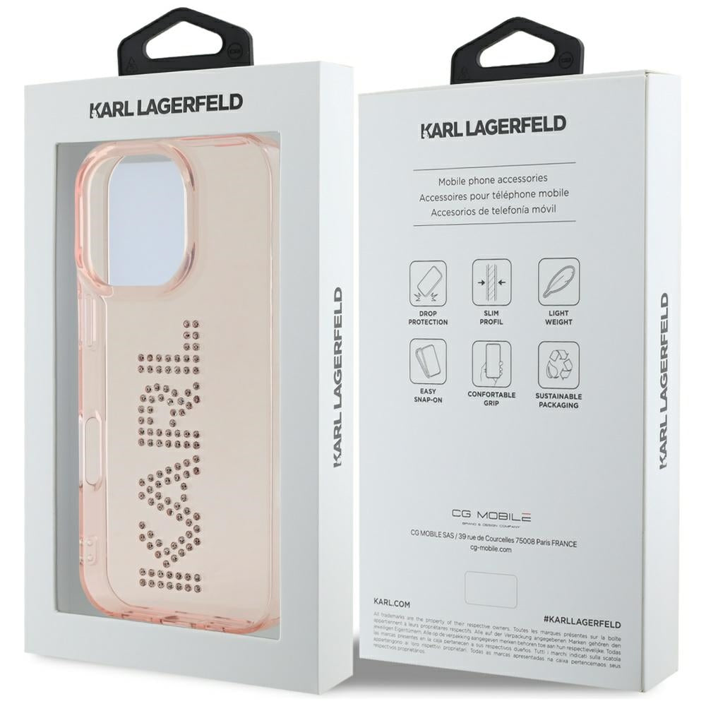 Futrola za Apple iPhone 16 Pro Max, Karl Lagerfeld, IML Rhinestones Pink Logo, Roza