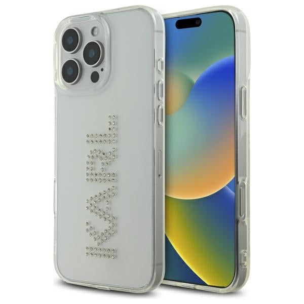 Futrola za Apple iPhone 16 Pro Max, Karl Lagerfeld, IML Rhinestones Transparent Logo, Prozirna