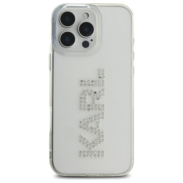 Futrola za Apple iPhone 16 Pro Max, Karl Lagerfeld, IML Rhinestones Transparent Logo, Prozirna