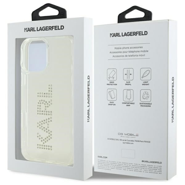 Futrola za Apple iPhone 16 Pro Max, Karl Lagerfeld, IML Rhinestones Transparent Logo, Prozirna