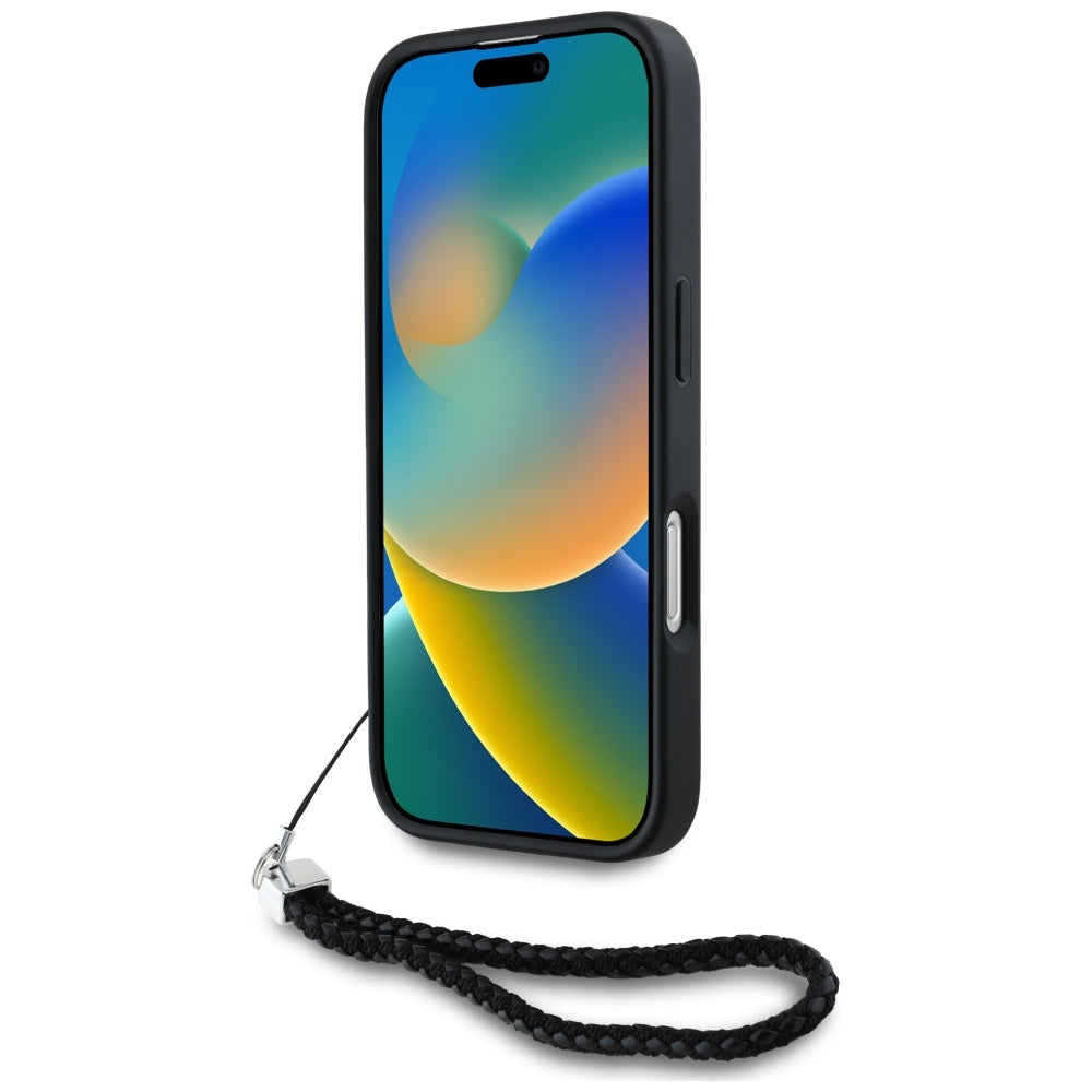 Futrola za Apple iPhone 16 Pro Max, Karl Lagerfeld, Quilted Initial Logo & Chain Strap, Crna