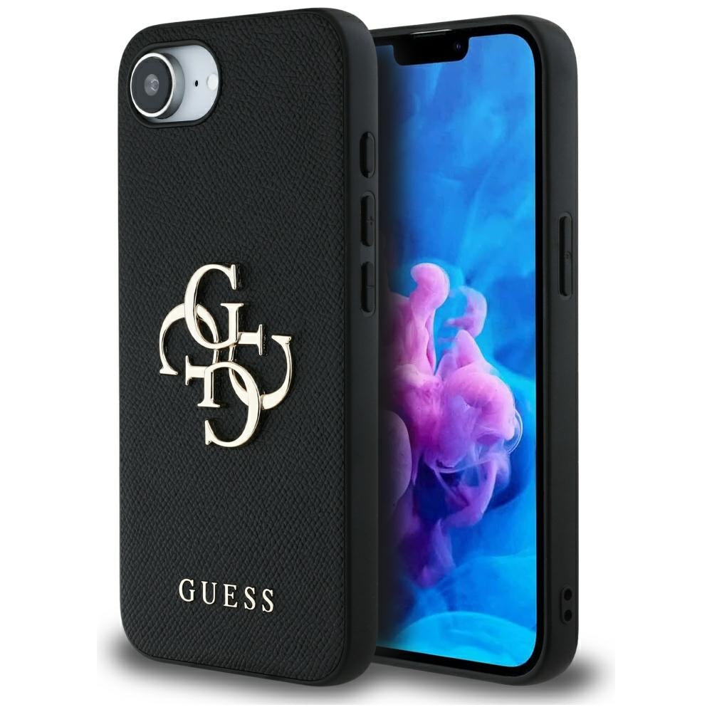 Futrola za Apple iPhone 17e / 16e, Guess, 4G Grained Big and Classic Logo, Crna