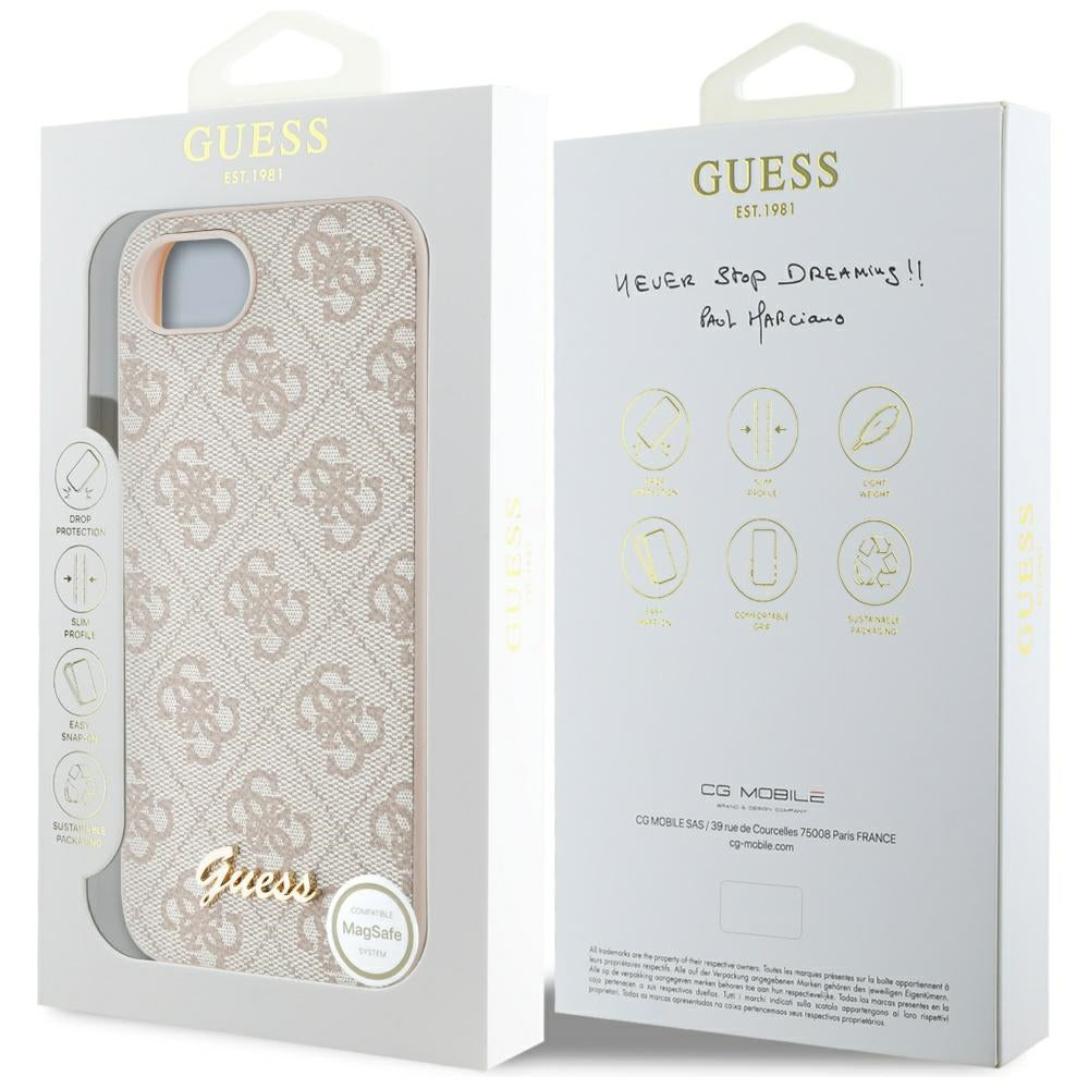 Futrola za Apple iPhone 17e / 16e, Guess, 4G Script Logo, Roza