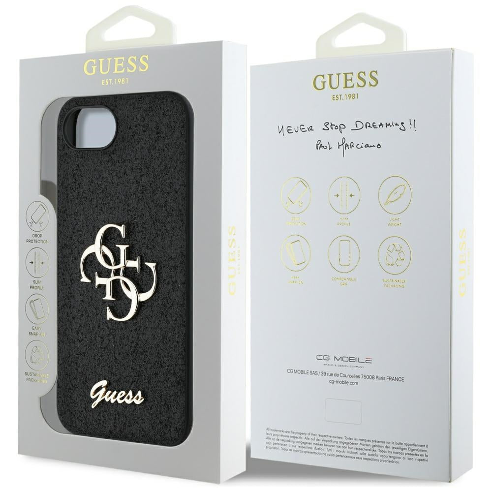 Futrola za Apple iPhone 17e / 16e, Guess, Fixed Glitter Big 4G, Crna