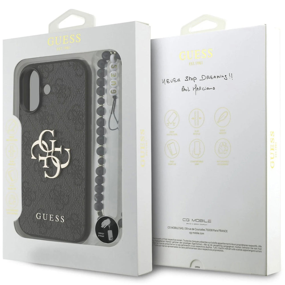 Futrola za Apple iPhone 17, Guess, 4G Classic Logo with Strap, Crna