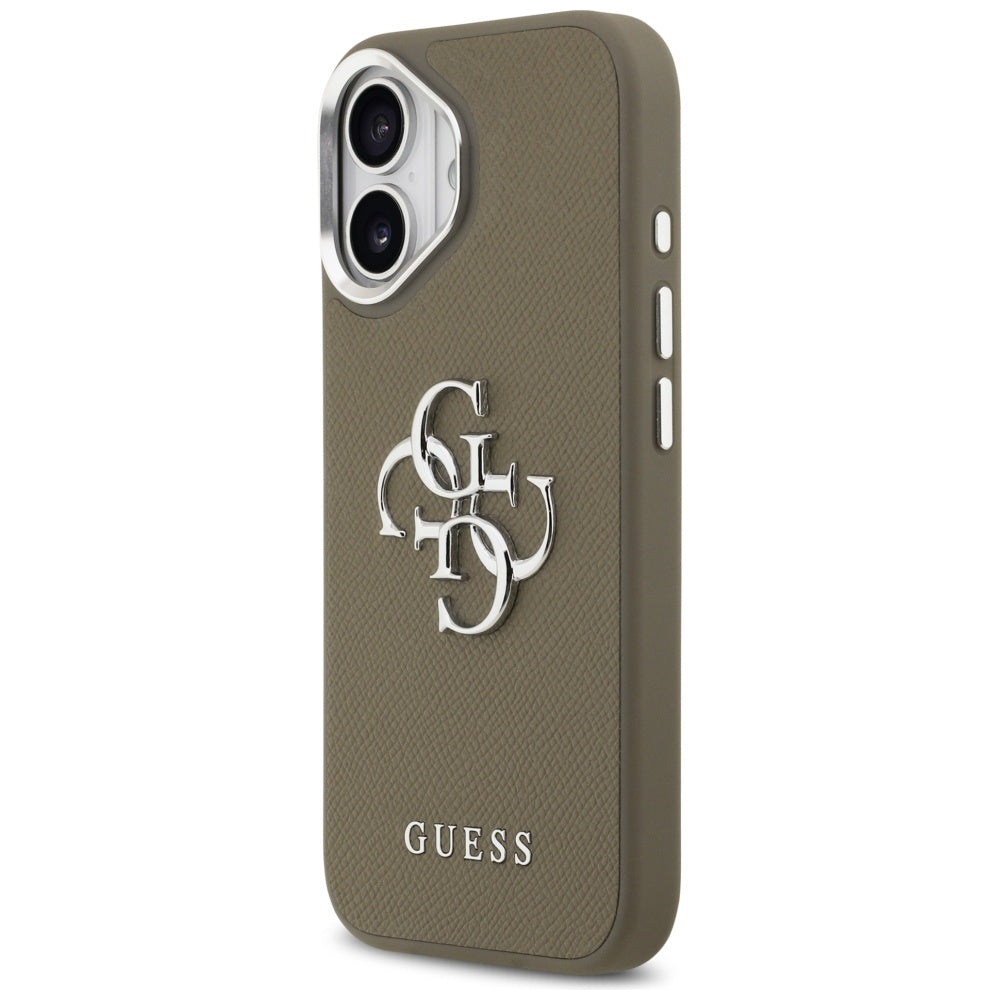 Futrola za Apple iPhone 17, Guess, 4G Grained Big And Classic Logo, Smeđe Srebrna