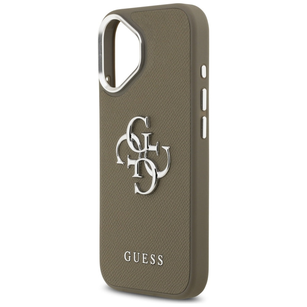Futrola za Apple iPhone 17, Guess, 4G Grained Big And Classic Logo, Smeđe Srebrna