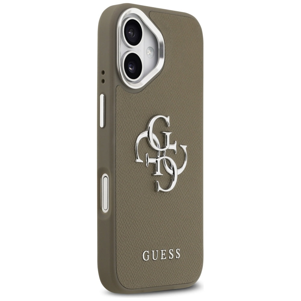 Futrola za Apple iPhone 17, Guess, 4G Grained Big And Classic Logo, Smeđe Srebrna