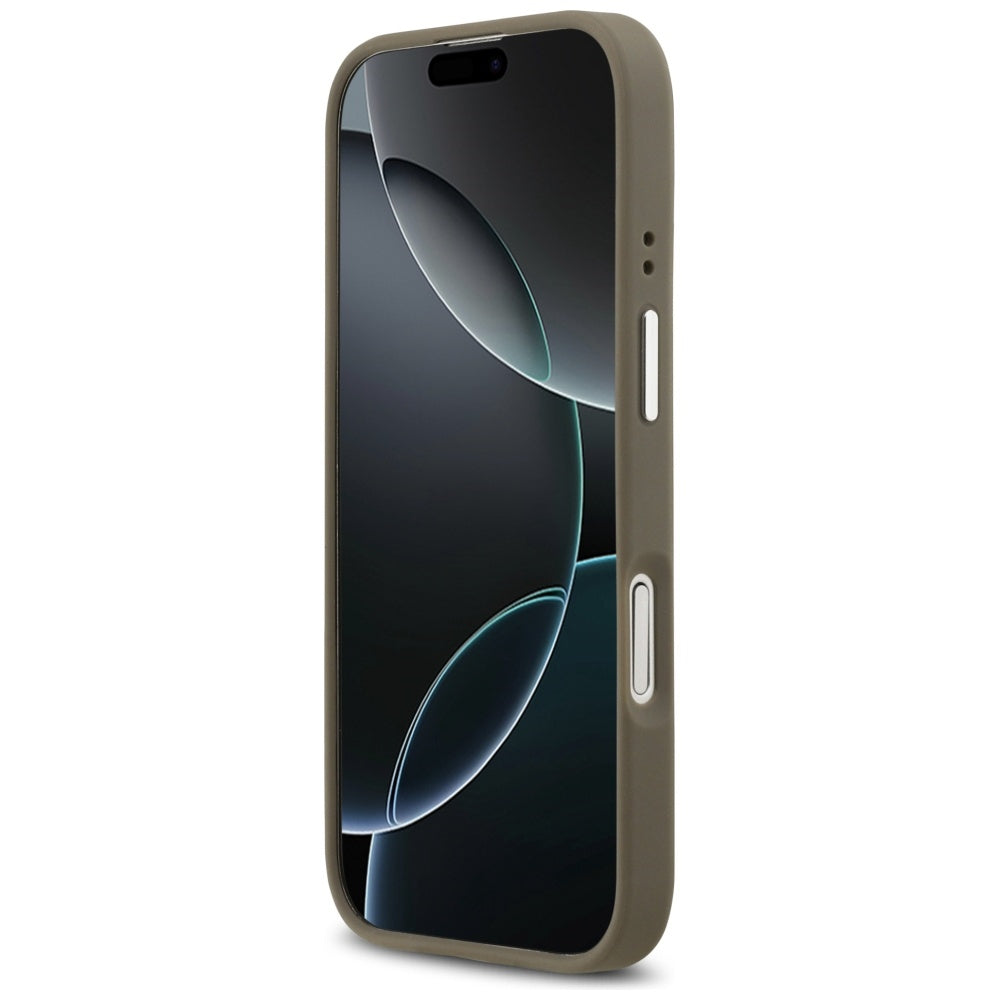 Futrola za Apple iPhone 17, Guess, 4G Grained Big And Classic Logo, Smeđe Srebrna