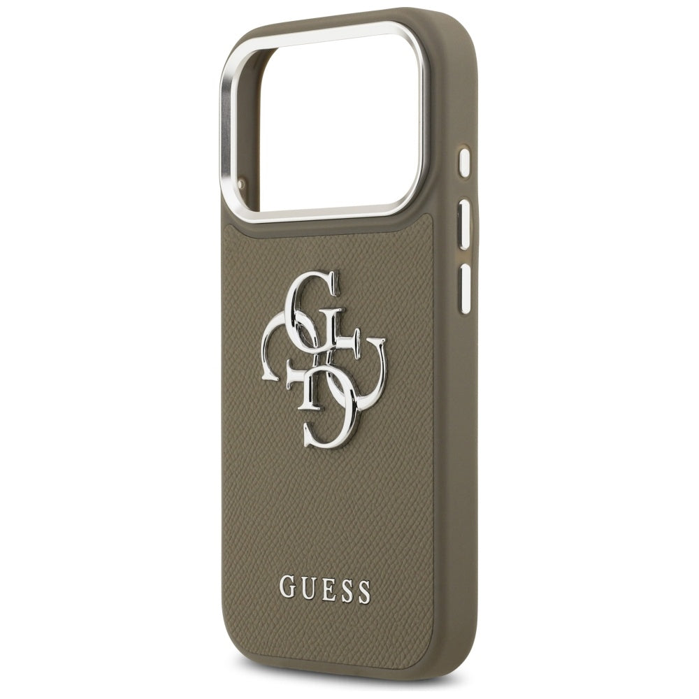 Futrola za Apple iPhone 17 Pro, Guess, 4G Grained Big And Classic Logo, Smeđe Srebrna