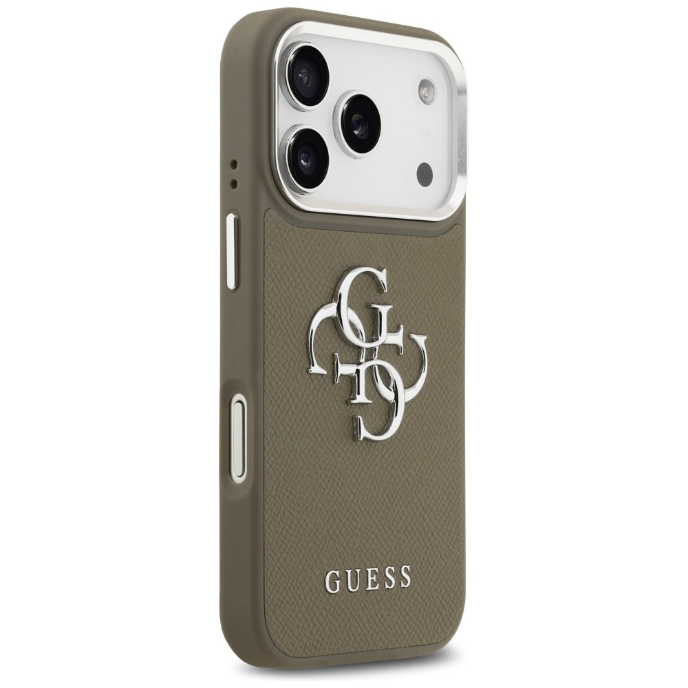 Futrola za Apple iPhone 17 Pro, Guess, 4G Grained Big And Classic Logo, Smeđe Srebrna