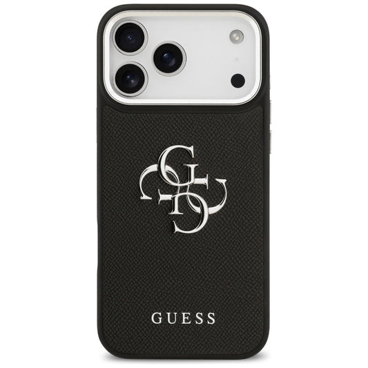 Futrola za Apple iPhone 17 Pro, Guess, 4G Grained Big and Classic Logo, Crno Srebrna