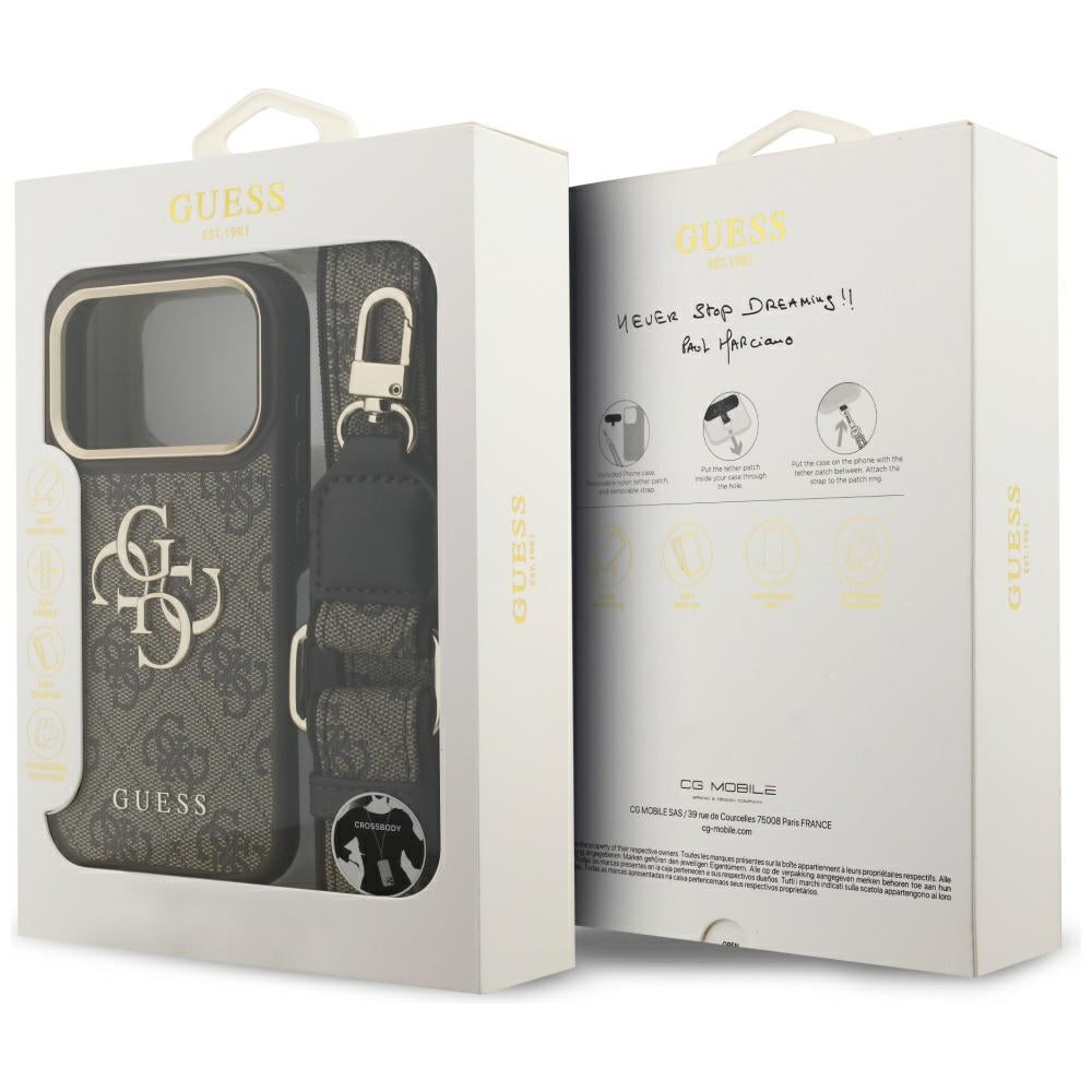 Futrola za Apple iPhone 17 Pro, Guess, Big 4G Classic Logo with Big Strap, Smeđa