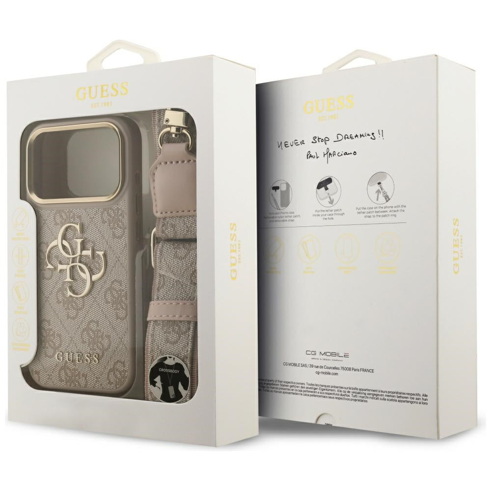 Futrola za Apple iPhone 17 Pro, Guess, Big 4G Classic Logo with Big Strap, Roza