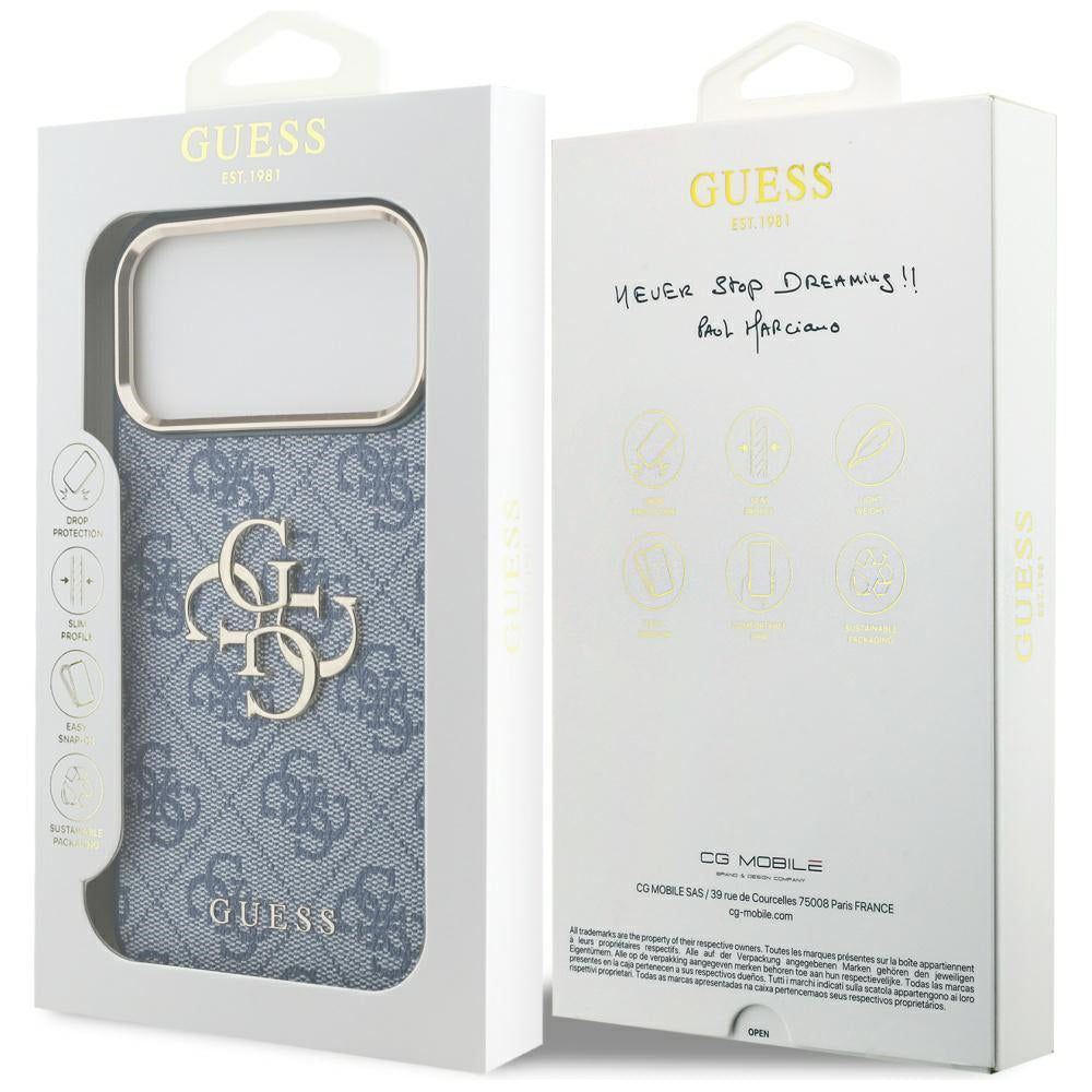 Futrola za Apple iPhone 17 Pro, Guess, Big 4G Logo Classic, Zlatno Plava
