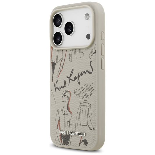 Futrola za Apple iPhone 17 Pro, Karl Lagerfeld, Grained Pattern Logo, Siva