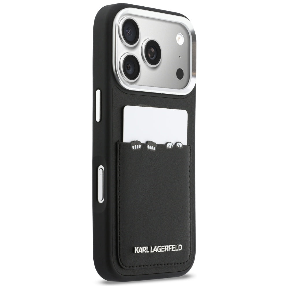 Futrola za Apple iPhone 17 Pro, Karl Lagerfeld, Karl & Choupette Print with Pocket, Crna